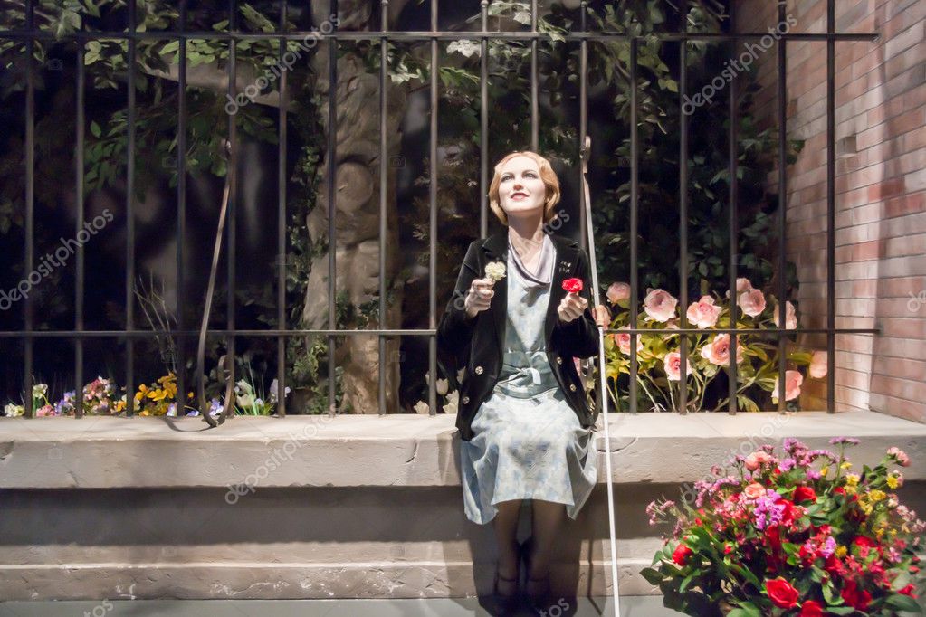 Virginia Cherrill wax statue in the movie City Lights at Charlie Chaplin's World museum, on August 27, 2016