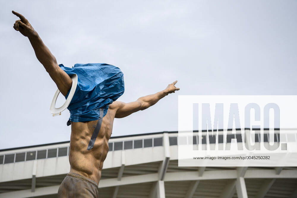 The statue of Zlatan Ibrahimovic has been vandalized after Zlatan Ibrahimovic invests in Stockholm club Hammarby on November 27, 2019 in Malmö Photo Petter Arvidson BILDBYRAN code PA 92390 bbeng football football soccer zlatan ibrahimovic statue,