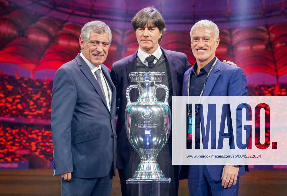 National Coach Group F National Coach Fernando Santos Portugal , National Coach Didier Deschamps France , France , National Coach Joachim Loew Germany 30 11 2019 UEFA EURO2020 Draw, Romexpo Bucharest, DISCLAIMER UEFA regulations prohibit any use of photographs as image sequences and or quasi video