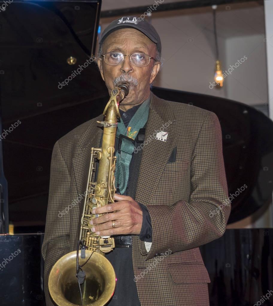 Musician Jimmy Heath at the 22nd Annual Jazz Loft Party at Jack Studios, Starret Lehigh Building in NEW YORK, USA