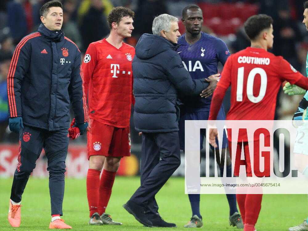 Bayern Munich v Tottenham Hotspur UEFA Champions League Jose Mourinho of Tottenham Hotspur shakes hands with players at the end of the UEFA Champions League match at Allianz Arena, Munich Content Not Available For UK Newspapers