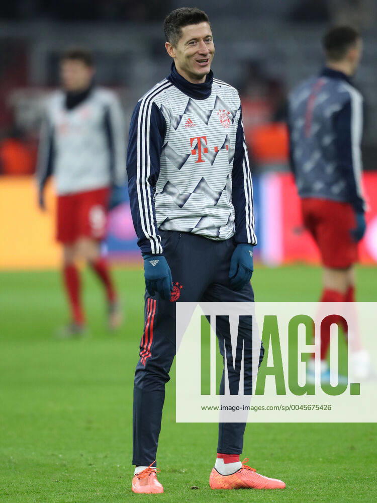 Bayern Munich v Tottenham Hotspur UEFA Champions League Robert Lewandowski of Bayern Munich warms up before the start of the UEFA Champions League match at Allianz Arena, Munich Content Not Available For UK Newspapers
