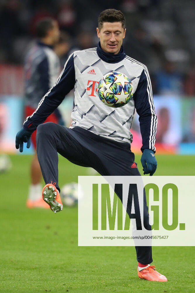 Bayern Munich v Tottenham Hotspur UEFA Champions League Robert Lewandowski of Bayern Munich warms up before the start of the UEFA Champions League match at Allianz Arena, Munich Content Not Available For UK Newspapers