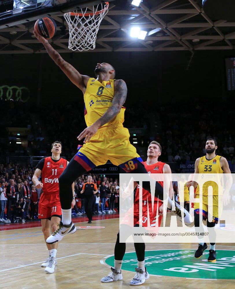 Euroleague Basketball, FC Bayern Basketball vs FC Barcelona Basketball, Basketball Sport, in the picture Vladimir Lucic FC Bayern Basketball , Adan Hanga FC Barcelona Basketball , Leon Radosevic FC Bayern Basketball , Nikola Mirotic FC Barcelona Basketball