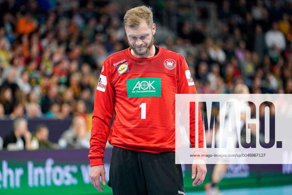 Johannes Bitter Jogi Bitter, Goalkeeper, Germany, 1 , looking disappointed, disappointed, frustration, disappointed, pessimistic, Single, Action, Action, 04 01 2020, Mannheim Germany, Handball, International, Germany Iceland