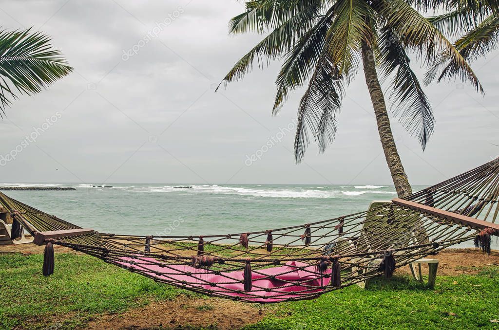 An empty hammock near the sea in Sri Lanka, Merisa