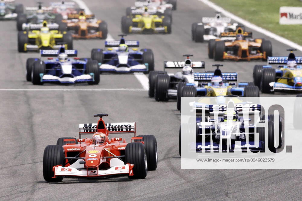 SCHUMACHER Michael F1 Team Scuderia Ferrari in front of brother SCHUMACHER Ralf F1 Team BMW at the start GP of Spain 2002 in Barcelona on 28 04 2002 in Barcelona