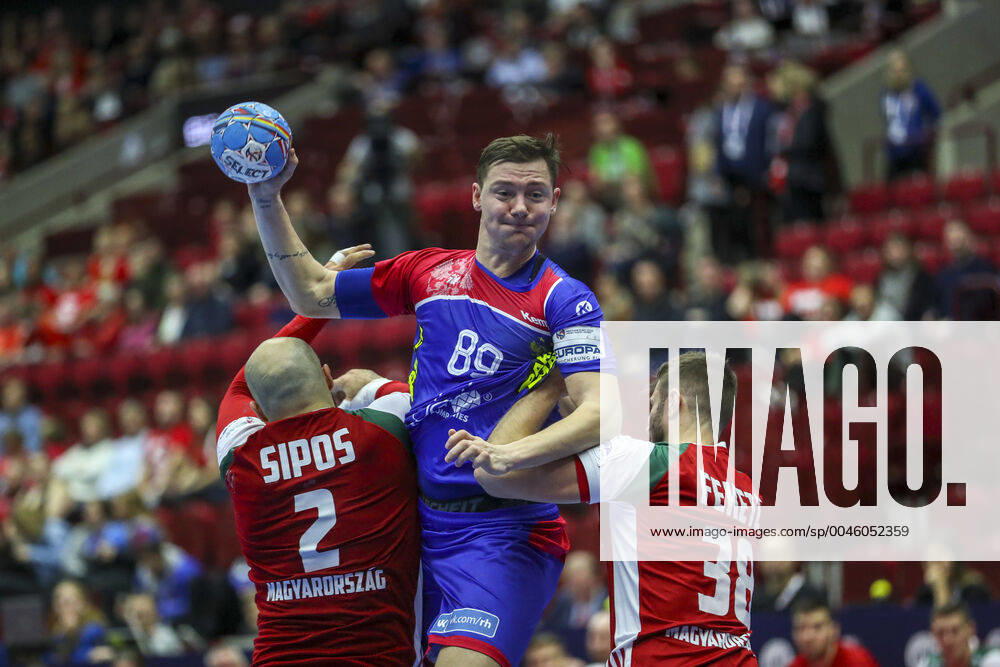 MALMO 20200111 Russia s Dmitrii Zhitnikov 89 in action during the Men s EHF EURO 2020 Handball group E match preliminary round between Hungary and Russia in Malmo Arena Saturday Jan 11, 2020 Photo Andreas Hillergren TT kod 10600 Malmo Sweden