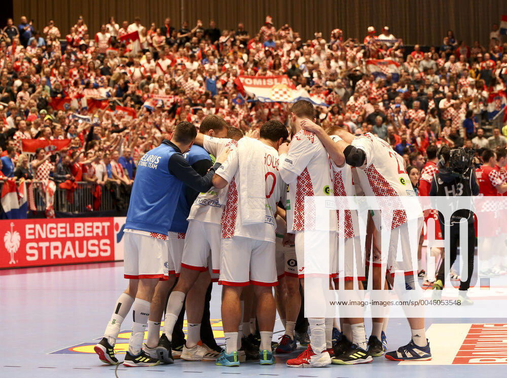 HANDBALL - EHF EURO 2020, CRO vs BLR GRAZ,AUSTRIA,11.JAN.20 - HANDBALL - EHF European Men s Handball Championship 2020, group stage, Croatia vs Belarus. Image shows the team of Belarus . GEPAxpictures xWolfgangxGrebien