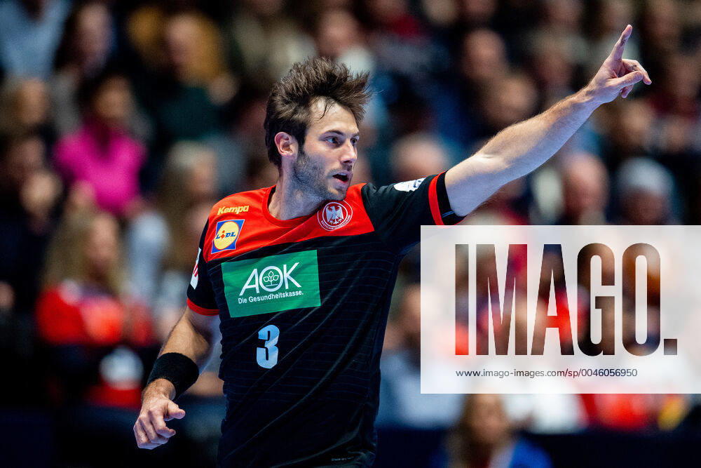 Uwe Gensheimer of Germany celebrates during the EHF European Handball Championship match between Spain and Germany on January 11, 2020 in Trondheim Photo Vegard Wivestad Grott BILDBYRAN code VG 170462 bbeng handball handball handball handball em 2020 european mens handball championship 2020 em 2020 handballs 2020 ehf euro 2020 spain spain germany germany deutschland rejoice,
