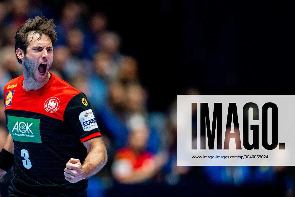 Uwe Gensheimer of Germany celebrates during the EHF European Handball Championship match between Spain and Germany on January 11, 2020 in Trondheim Photo Vegard Wivestad Grott BILDBYRAN code VG 170462 bbeng handball handball handball handball em 2020 european mens handball championship 2020 em 2020 handballs 2020 ehf euro 2020 spain spain germany germany deutschland rejoice,