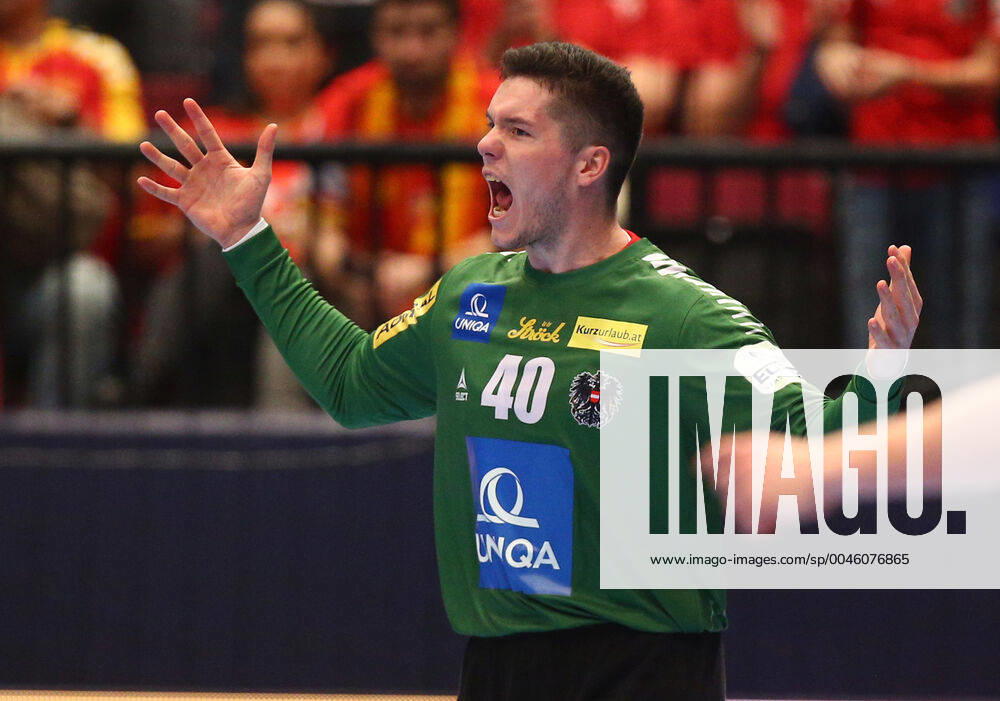 HANDBALL - EHF EURO 2020, AUT vs UKR VIENNA,AUSTRIA,12.JAN.20 - HANDBALL - EHF European Men s Handball Championship 2020, group stage, Austria vs Ukraine. Image shows the rejoicing of Thomas Eichberger (AUT). GEPAxpictures xChristianxOrt
