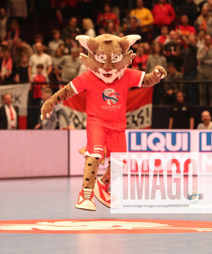 HANDBALL - EHF EURO 2020, AUT vs UKR VIENNA,AUSTRIA,12.JAN.20 - HANDBALL - EHF European Men s Handball Championship 2020, group stage, Austria vs Ukraine. Image shows mascot Winni. GEPAxpictures xChristianxOrt