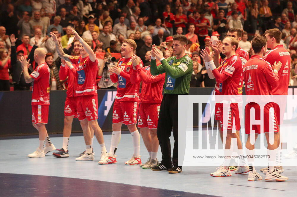 HANDBALL - EHF EURO 2020, AUT vs UKR VIENNA,AUSTRIA,12.JAN.20 - HANDBALL - EHF European Men s Handball Championship 2020, group stage, Austria vs Ukraine. Image shows the rejoicing of AUT. GEPAxpictures xChristianxOrt