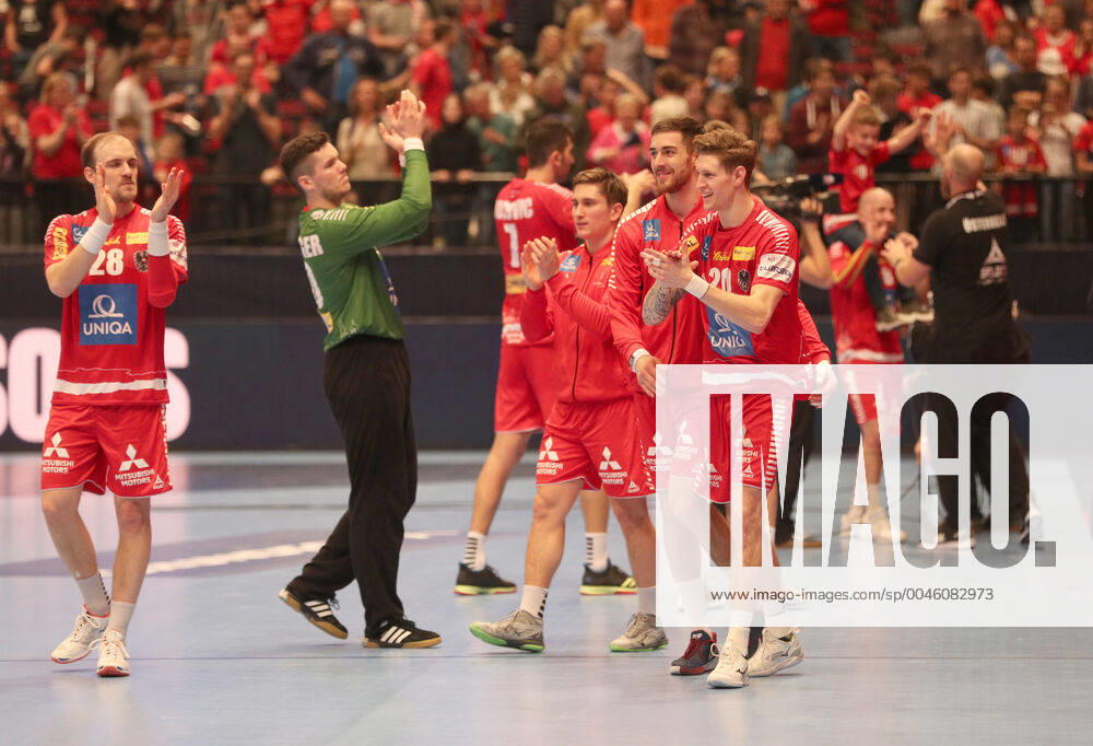 HANDBALL - EHF EURO 2020, AUT vs UKR VIENNA,AUSTRIA,12.JAN.20 - HANDBALL - EHF European Men s Handball Championship 2020, group stage, Austria vs Ukraine. Image shows the rejoicing of AUT. GEPAxpictures xChristianxOrt