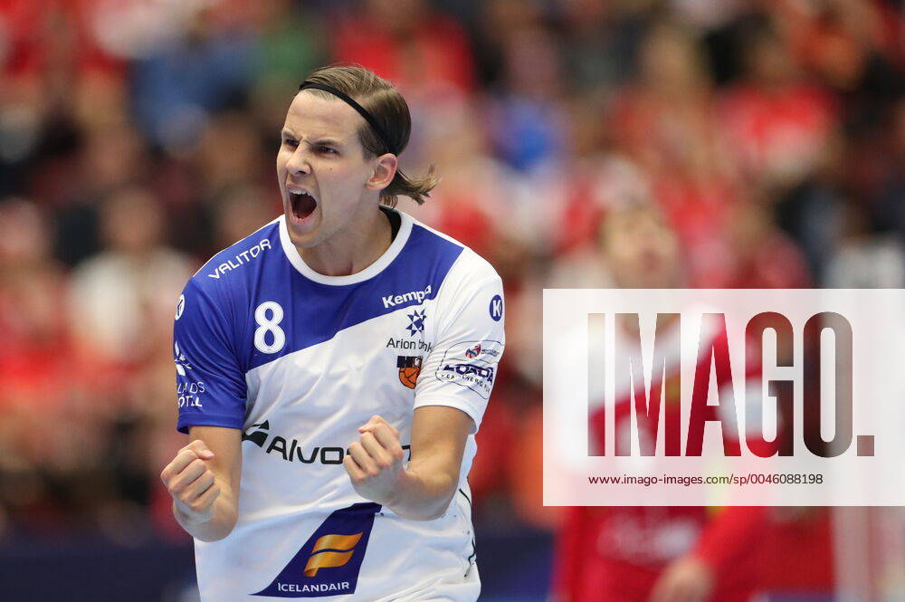 Iceland s Bjarki Mar Elisson during the Men s European Handball Championship, preliminary round Group E, match between Iceland and Russia at Malmo Arena, Sweden, on Monday Jan 13, 2020 Photo Andreas Hillergren TT code10600 Malmo Sweden
