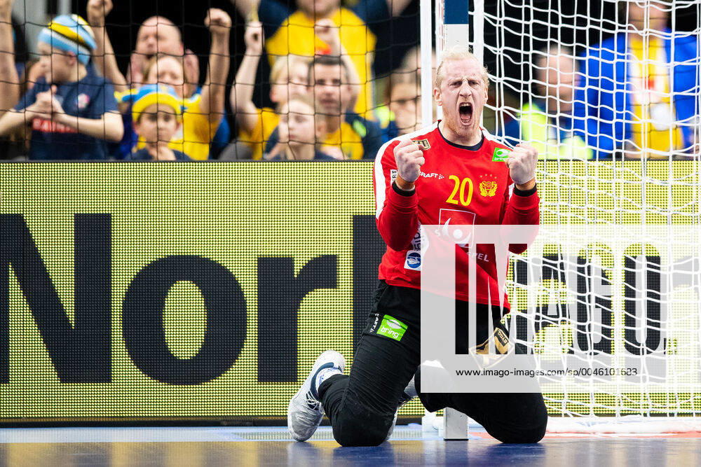 Goalkeeper goalkeeper Mikael Appelgren of Sweden celebrates a save during the EHF European Handball Championship match between Sweden and Poland on January 14, 2020 in Gothenburg Photo Michael Erichsen BILDBYRAN Cop 89 bbeng ehf euro 2020 em 2020 european mens handball championship 2020 handball handball handball em 2020 handball handball em 2020 poland poland sweden sweden cheers,