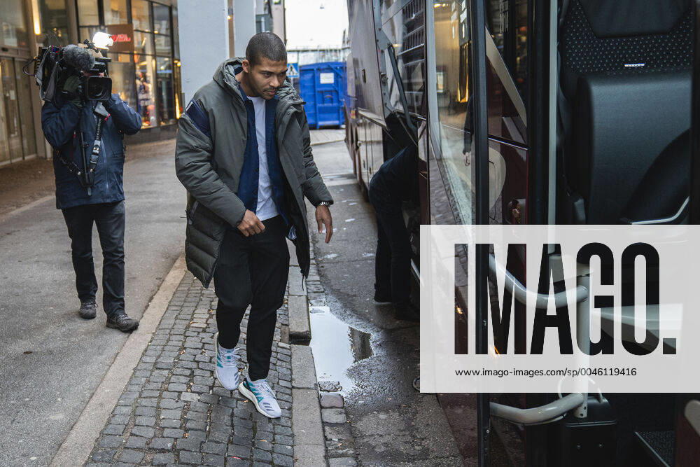 Mads Mensah Larsen Handball mens team leaves their hotel Scandic St Jörgen in Malmoe Thursday, January 16, 2020,