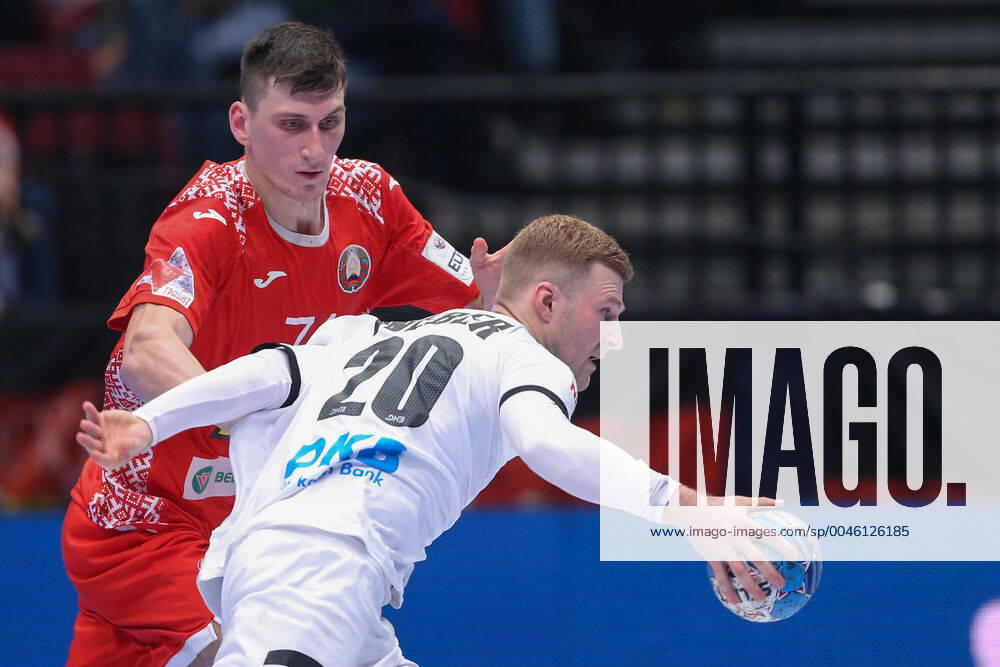 Men s EHF Euro 2020 - Belarus v Germany 16.01.2020., Wiener Stadthalle, Vienna, Ausrtia - Men s EHF Euro 2020, Main Round, group 1, 1st round, Belarus - Germany. Philipp Weber, Viachaslau Bokhan. LukaxStanzl PIXSELL