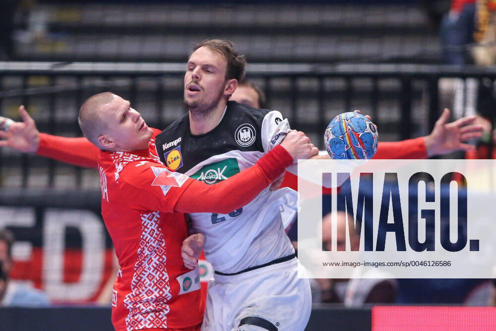 Men s EHF Euro 2020 - Belarus v Germany 16.01.2020., Wiener Stadthalle, Vienna, Ausrtia - Men s EHF Euro 2020, Main Round, group 1, 1st round, Belarus - Germany. Ivan Brouka, Philipp Weber LukaxStanzl PIXSELL