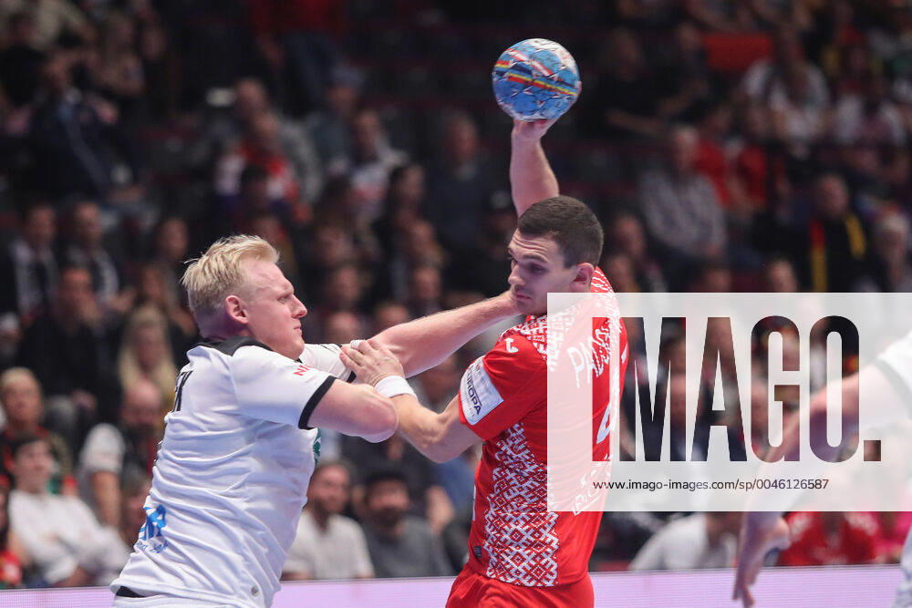 Men s EHF Euro 2020 - Belarus v Germany 16.01.2020., Wiener Stadthalle, Vienna, Ausrtia - Men s EHF Euro 2020, Main Round, group 1, 1st round, Belarus - Germany. Patrick Wiencek, Aliaksandr Padshyvalau LukaxStanzl PIXSELL