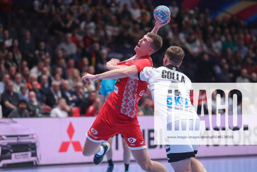 Men s EHF Euro 2020 - Belarus v Germany 16.01.2020., Wiener Stadthalle, Vienna, Ausrtia - Men s EHF Euro 2020, Main Round, group 1, 1st round, Belarus - Germany. Uladzislau Kulesh, Johannsen Golla. LukaxStanzl PIXSELL