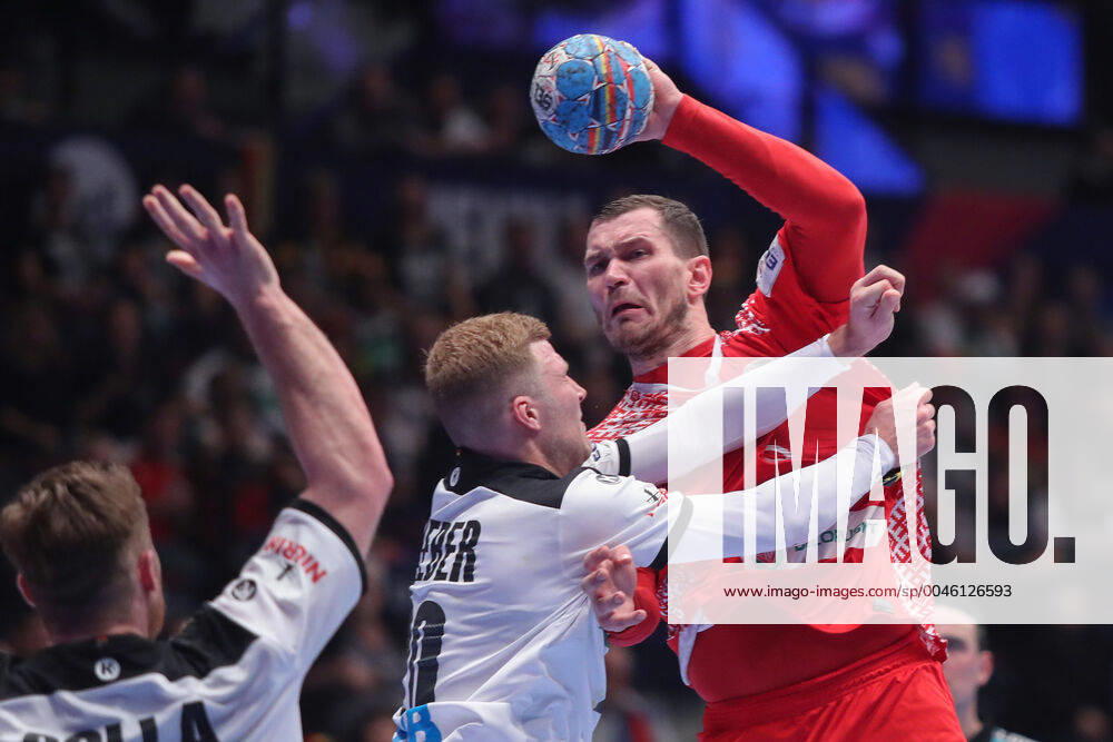 Men s EHF Euro 2020 - Belarus v Germany 16.01.2020., Wiener Stadthalle, Vienna, Ausrtia - Men s EHF Euro 2020, Main Round, group 1, 1st round, Belarus - Germany. Philipp Weber, Siarhei Shylovich LukaxStanzl PIXSELL