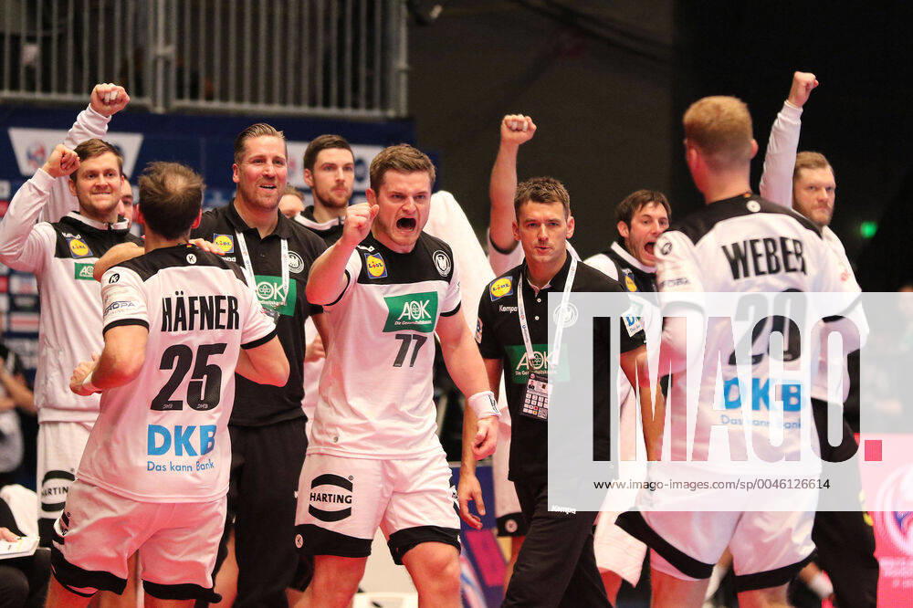 Germany Belarus, EHF Euro 2020 Jubilation on the German bench, Vienna Vienna Austria Ice rink