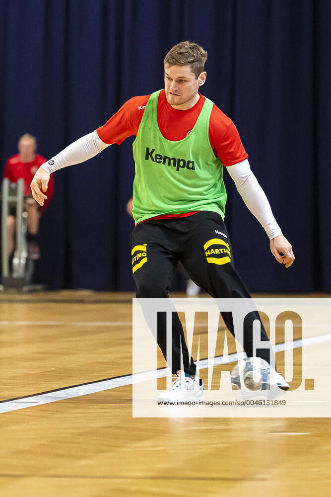 Handball, Men EM 2020, Main Round, Group 1, Media Day Training Germany David Schmidt Germany TVB Stuttgart with Football Vienna Stadthalle Vienna Austria