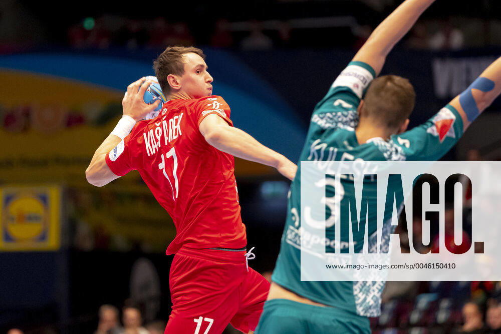 Stanislav Kasparek No 17, Czech Republic vs. Uladzislau Kulesh No 3, Belarus Belarus vs. Czech Republic, Handball, Main Round, EHF Euro 2020, 18 01 20 Vienna Vienna Austria