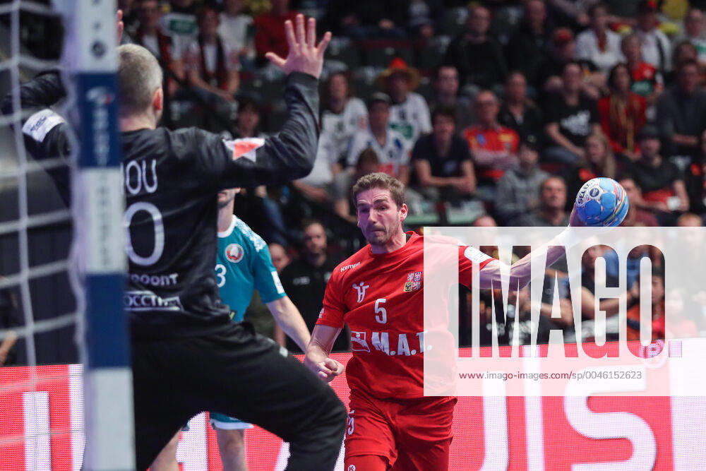 PXL_EURO 2020_Belarus vs Czech Republic 18.01.2020., Wiener Stadthalle, Vienna, Austria - Men s EHF EURO 2020, main round, group I ,match between Belarus and Czech Republic at Wiener Stadthalle.. Miroslav Jurka, Aliaksei Kishou. LukaxStanzl PIXSELL