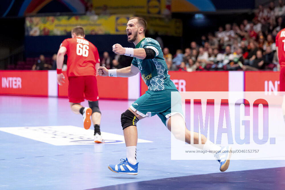 Artsem Karalek No 50, Belarus is happy to celebrate Belarus vs. Czech Republic, Handball, main round, EHF Euro 2020, 18 01 20 Vienna Vienna Austria