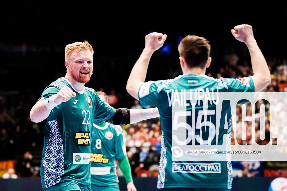Wiener Stadthalle, Vienna, AUT, EHF Euro 2020, Belarus vs. Czech Republic, main round, group I, in the picture Viachaslau Shumak BLR after the final whistle Viachaslau Shumak BLR after the game during the EHF 2020 European Handball Championship, main round group I match between Belarus and Czech Republic at the Wiener Stadthalle in Vienna, Austria on 2020 01 18 Vienna EP_sro