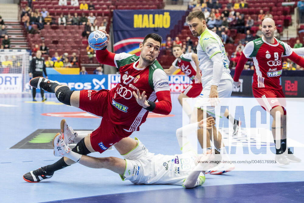 Bence Banhidi of Hungary during the EHF European Handball Championship match between Slovenia and Hungary on January 19, 2020 in Malmö Photo Ludvig Thunman BILDBYRAN code LT 35708 bbeng ehf euro 2020 em 2020 european mens handball championship 2020 handball handball handballs em 2020 handball handball em 2020 Slovenia Slovenia Hungary Hungary,