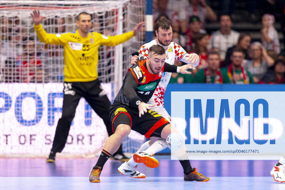 Jannik Kohlbacher No. 48, Germany vs Domagoj Duvnjak No. 5, Croatia Croatia vs Germany, Handball, Main Round, EHF Euro 2020, 18 01 20 Vienna Vienna Austria
