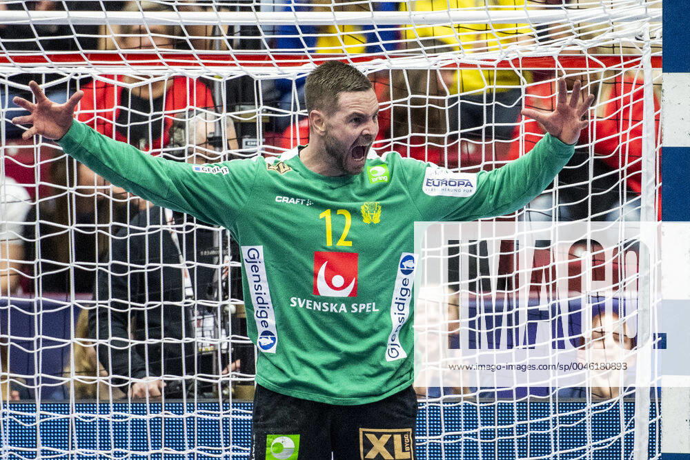 goalkeeper Andreas Palicka of Sweden celebrates during the EHF European Handball Championship match between Norway and Sweden on January 19, 2020 in Malmö Photo Ludvig Thunman BILDBYRAN code LT 35713 bbeng ehf euro 2020 em 2020 european mens handball championship 2020 handball handball handballs em 2020 handball handball em 2020 sweden sweden norway jubelier celebration,