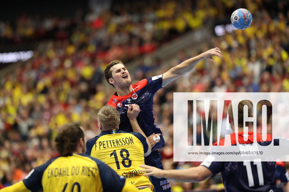 Norway s Magnus Abelvik Rod top scores during the Men s European Handball Championship main round Group 2 match between Slovenia and Hungary at Malmo Arena, Friday Jan 19, 2020 Photo Andreas Hillergren TT code 10600 Malmo Sweden HANDBALL
