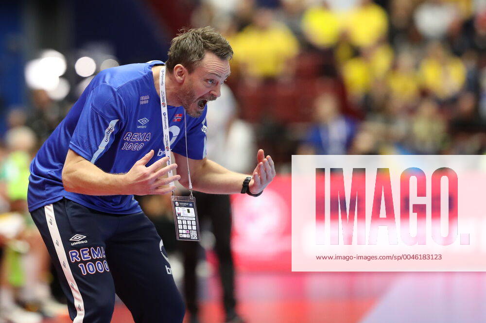 Norway s coach Christian Berge reacts during the Men s European Handball Championship main round Group 2 match between Slovenia and Hungary at Malmo Arena, Friday Jan 19, 2020 Photo Andreas Hillergren TT code 10600 Malmo Sweden HANDBALL