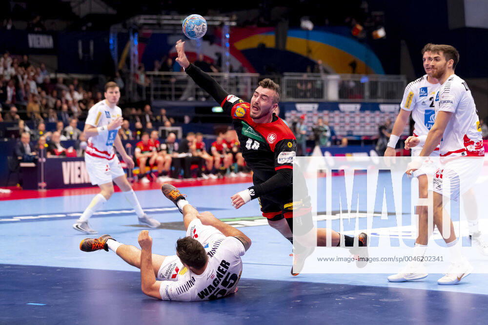 Jannik Kohlbacher No 48, Germany vs Tobias Wagner No 55, Austria Austria vs Germany, Handball, Main Round, EHF Euro 2020, 20 01 20 Vienna Vienna Austria