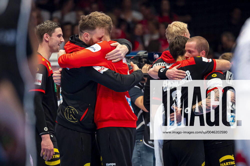Handball, Men EM 2020, Main Round, Group 1, Austria Germany Goalkeeper Andreas Wolff Germany Kielce , Johannes Bitter Germany TVB Stuttgart , Uwe Gensheimer Germany Rhein Neckar Loewen , Patrick Zieker Germany TVB Stuttgart Wien Stadthalle Wien Austria