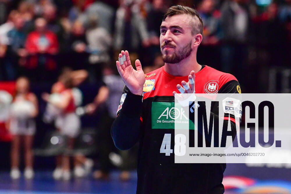 European Handball Championship Main Round, 20 01 2020, Austria Germany, Stadthalle, Vienna Jannik Kohlbacher Germany, 48 cheers Thanks for the victory, 20 01 2020, Vienna Austria, Handball, Tournament, European Championship 2020