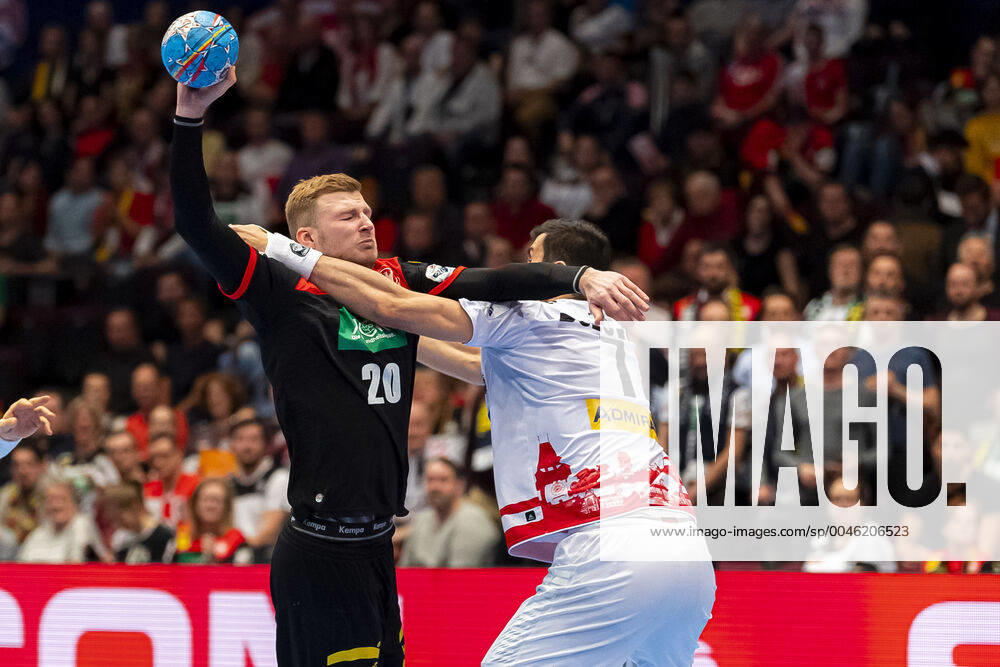 Handball, Men EM 2020, Main Round, Group 1, Austria Germany Philipp Weber Germany SC DHfK Leipzig , Janko Bozovic Austria VfL Gummersbach Vienna Stadthalle Vienna Austria