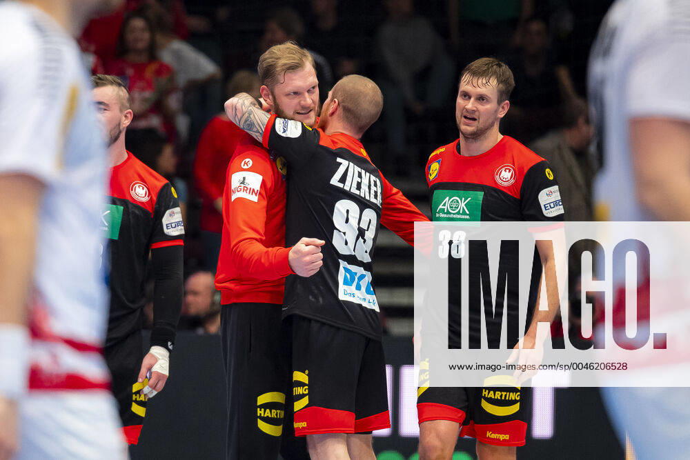 Handball, Men EM 2020, Main Round, Group 1, Austria Germany Johannes Bitter Germany TVB Stuttgart , Patrick Zieker Germany TVB Stuttgart , Fabian Böhm Boehm Germany TSV Hannover Vienna Stadthalle Vienna Austria