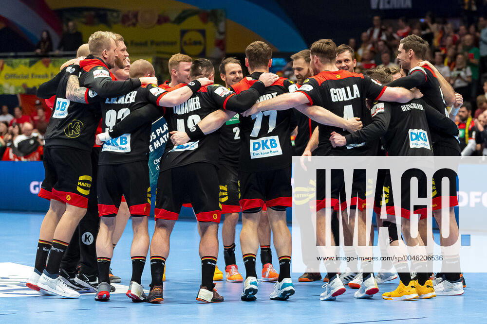 Handball, Men EM 2020, Main round, Group 1, Austria Germany the team of Germany, Final cheers Final cheers Emotion Joy Vienna Stadthalle Vienna Austria