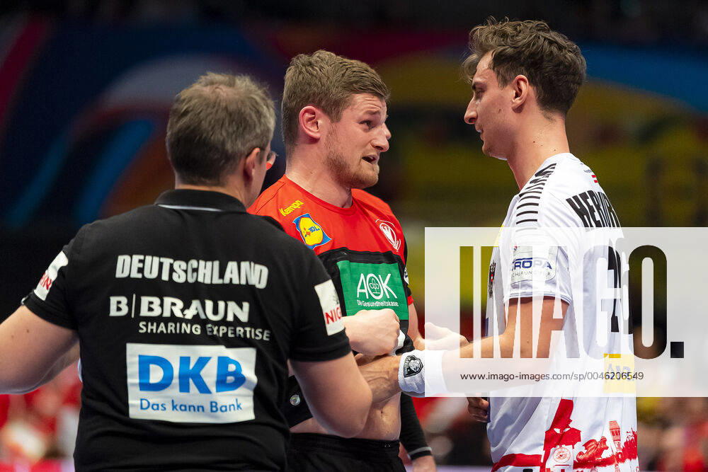 Handball, Men EM 2020, Main Round, Group 1, Austria Germany David Schmidt Germany TVB Stuttgart , Lukas Herburger Austria Vienna Stadthalle Vienna Austria
