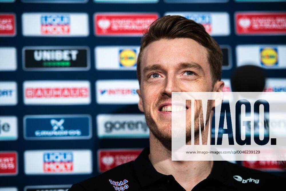 Kristian Bjornsen of Norway during a press conference ahead of the EHF European Handball Championship Semi finals on January 23, 2020 in Stockholm Photo Johanna Lundberg BILDBYRAN code JL 136104 bbeng ehf euro 2020 em 2020 european mens handball championship 2020 handball handball handballs in 2020 handball handball em 2020 norway norway press meeting press meeting press conference semifinal semi final,