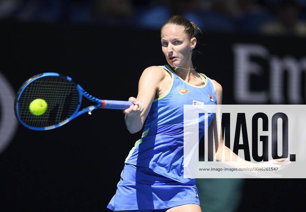 Tennis: Australian Open Karolina Pliskova of the Czech Republic takes on Anastasia Pavlyuchenkova of Russia in the third round of the Australian Open tennis tournament in Melbourne on Jan. 25, 2020.
