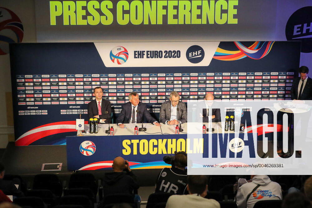 Michael Wiederer (President EHF), Predrag Boskovic (Vice-President EHF), Martin Hausleitner (Secretaire General EHF) HANDBALL : conference presse - ehf euro 2020 - finale - 25 01 2020 BertrandDelhomme Panoramic