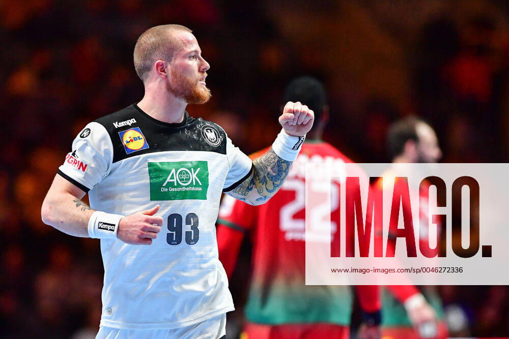 Handball European Championship Match for Rank 5, 25 01 2020, Germany Portugal, Tele2 Arena, Stockholm Patrick Zieker Germany, 93 cheering emotions Goal Score, 25 01 2020, Stockholm Sweden , Handball, EM 2020, Match for Rank 5, Germany Portugal