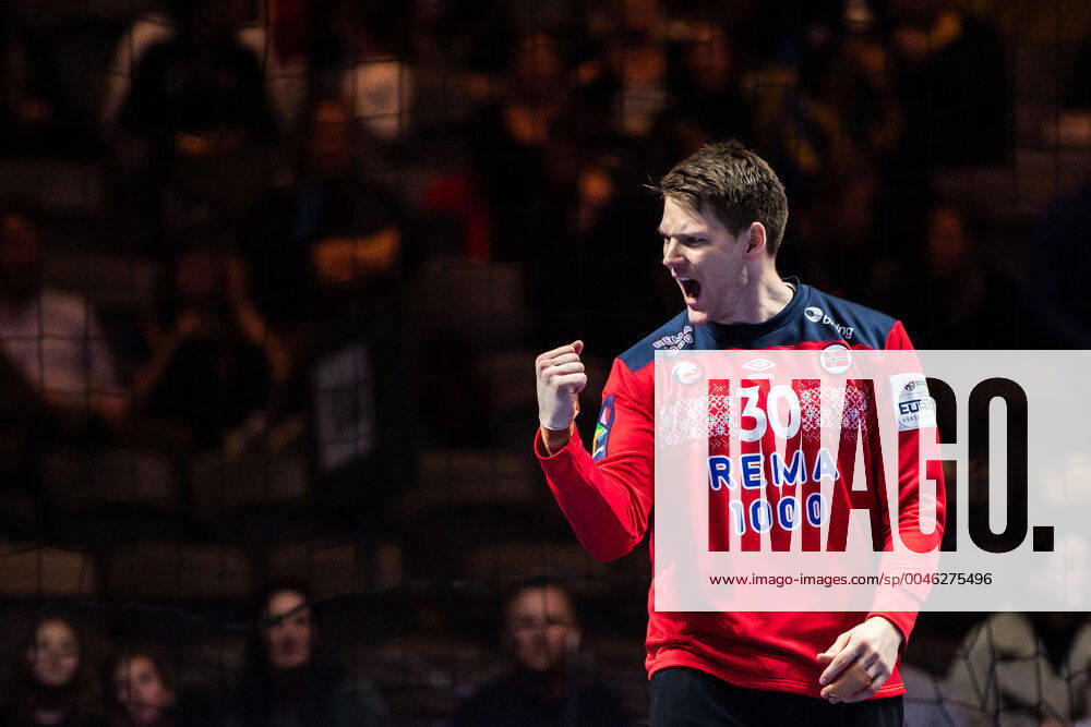 Goalkeeper Torbjorn Bergerud of Norway celebrates during the EHF European Handball Championship bronze match between Norway and Slovenia on January 25, 2020 in Stockholm Photo Johanna Lundberg BILDBYRAN code JL 136107 bbeng ehf euro 2020 em 2020 european mens handball championship 2020 handball handball cheer handballs em 2020 handball handball em 2020 norway norway slovenia slovenia bronze match bronze match,
